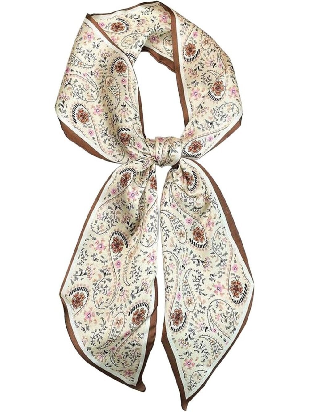 Women's brown Printed Square Headscarf Bandanas Hair Scarf Neck Scarves